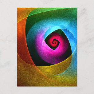 Postal Patrón de arte abstracto moderno azul naranja rosa