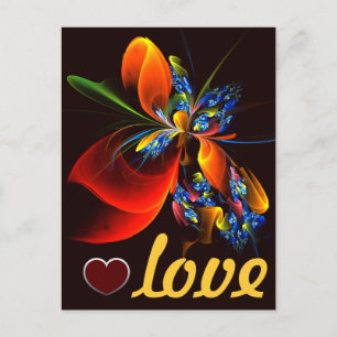 Postal Patrón de arte abstracto moderno floral naranja az