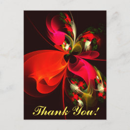 Postal Patrón de arte abstracto rojo verde floral moderno