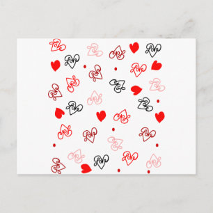 Postal Patrón de arte de palabras de amor y corazón