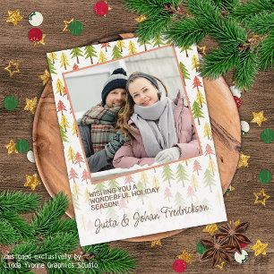 Postal Patrón de Arte de Pino del Bosque Rústico Simple y