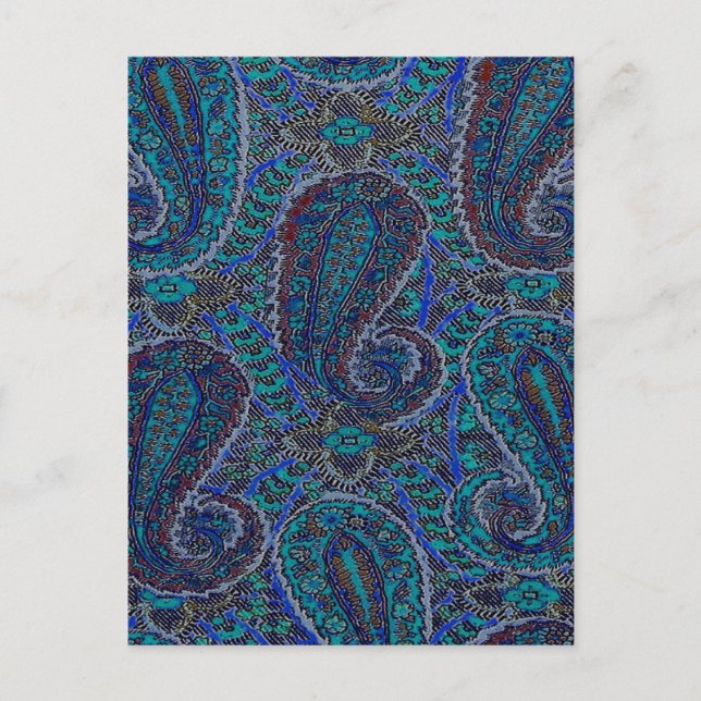 Postal Patrón de arte del Boho indio azul Paisley (Anverso)