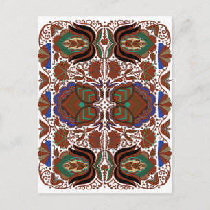 Postal Patrón de arte folclórico rústico estonio con flor