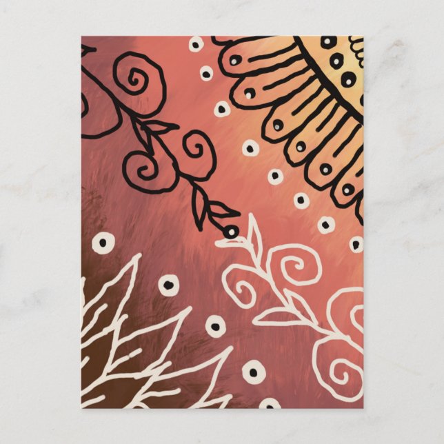 Postal Patrón de arte gracioso rojo (Anverso)