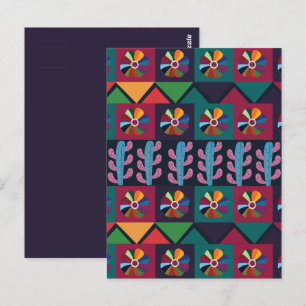 Postal Patrón de arte mexicano Cinco De Mayo