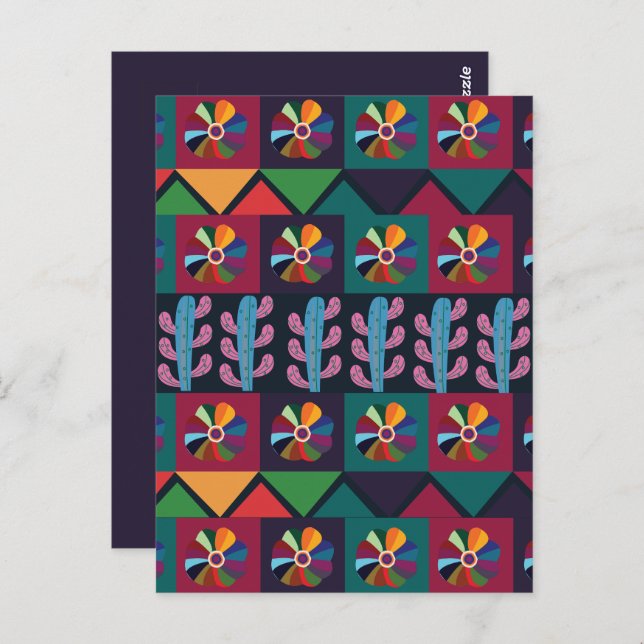 Postal Patrón de arte mexicano Cinco De Mayo (Anverso / Reverso)