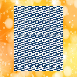 Postal Patrón de arte pop de Connecticut azul y blanco