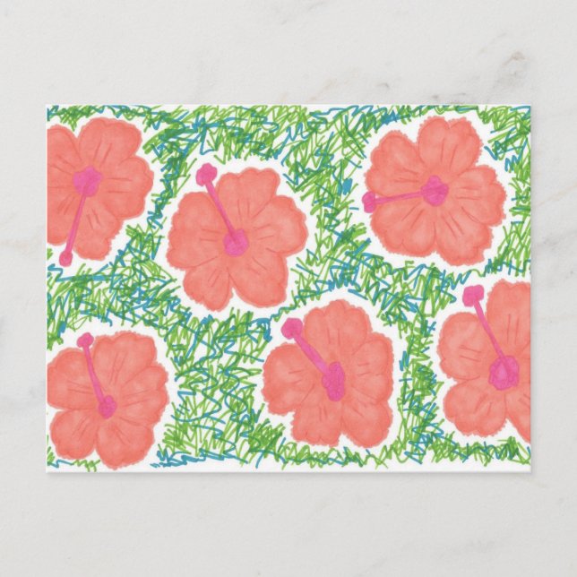 Postal Patrón de arte pop de Hibiscus (Anverso)
