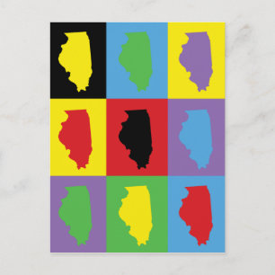 Postal Patrón de arte pop de orgullo del estado de Illino