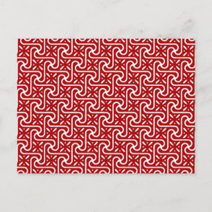 Postal patrón de azulejo egipcio, rojo oscuro y blanco