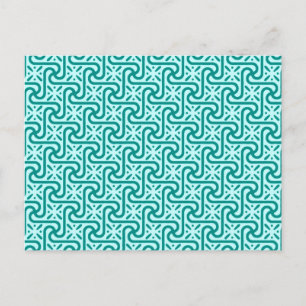 Postal patrón de azulejo egipcio, turquesa y aqua