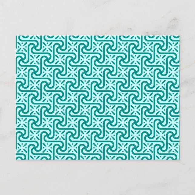 Postal patrón de azulejo egipcio, turquesa y aqua (Anverso)