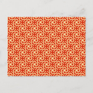Postal patrón de azulejos egipcio, naranja coral