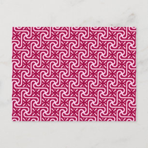 Postal patrón de azulejos egipcios, burgundy y rosa