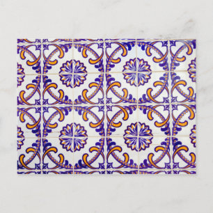 Postal Patrón de azulejos en primer plano, Portugal