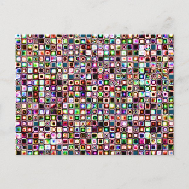 Postal Patrón de baldosas de mosaico funky con tonos de j (Anverso)