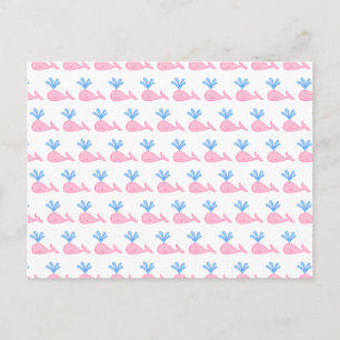 Postal Patrón de ballenas rosadas.