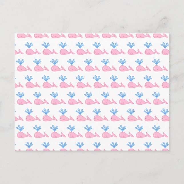 Postal Patrón de ballenas rosadas. (Anverso)