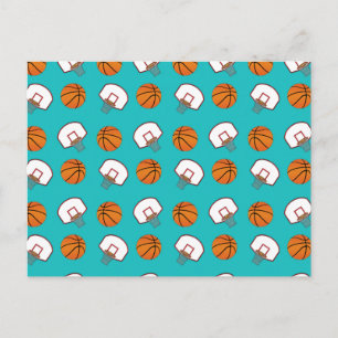 Postal Patrón de baloncesto y redes turquesa