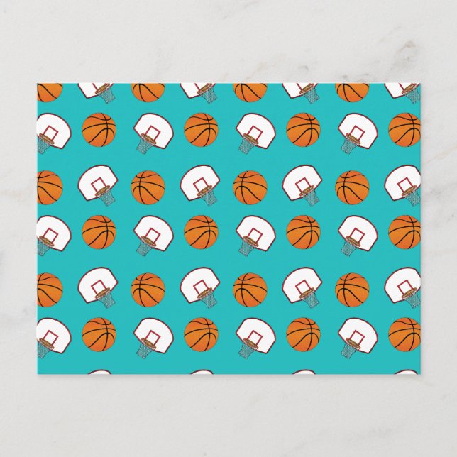 Postal Patrón de baloncesto y redes turquesa (Anverso)