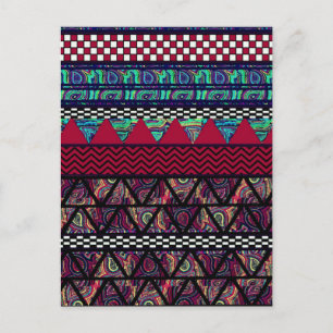 Postal Patrón de bandas tribales maroon Peacock Boho