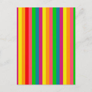 Postal Patrón de bandas verticales arco iris multicolor