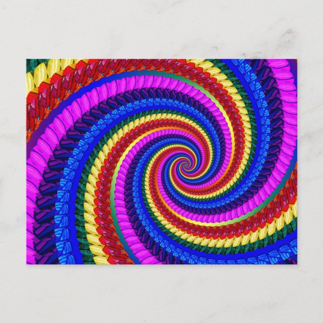Postal Patrón de barrido de arte fractal arcoiris (Anverso)