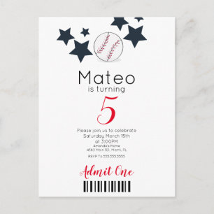 Postal Patrón de béisbol moderno  Estilo de entrada para 
