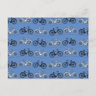 Postal Patrón de bicicleta azul retro