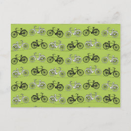 Postal Patrón de bicicletas verdes divertidas