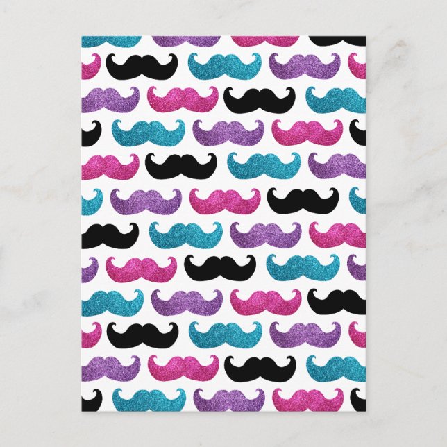 Postal Patrón de bigote colorido (purpurina falso) (Anverso)