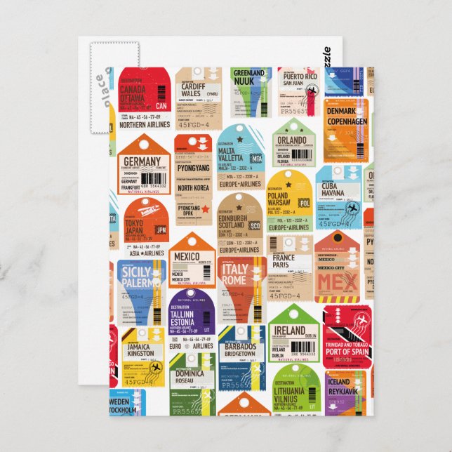 Postal Patrón de billetes de viaje de época. (Anverso / Reverso)