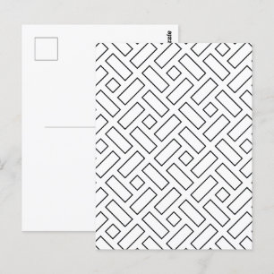 Postal Patrón de bloques lineales en blanco y negro - bla