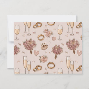 Postal Patrón de boda romántica sin costuras