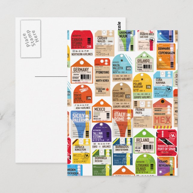 Postal Patrón de boletos de viaje antiguos. (Anverso / Reverso)