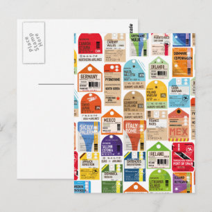 Postal Patrón de boletos de viaje antiguos.