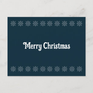 Postal Patrón de bordado blanco azul navideño