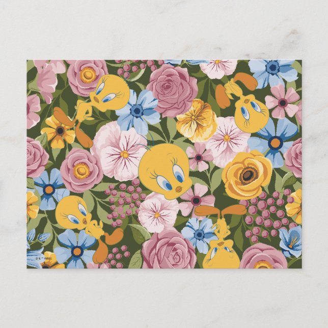 Postal Patrón de bordado floral TWEETY™ (Anverso)