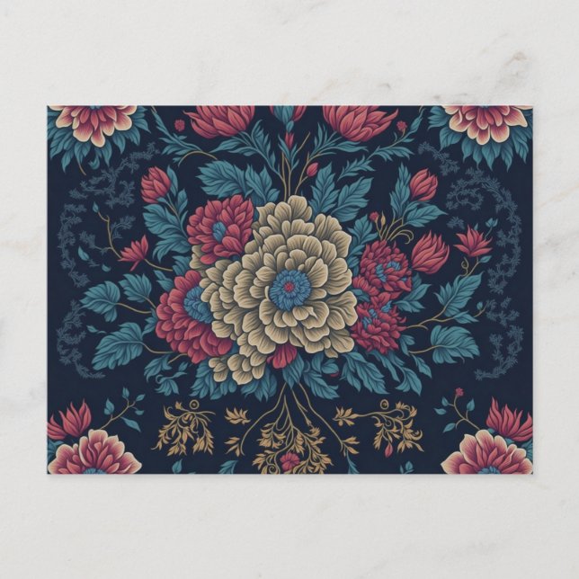 Postal Patrón de bordado mexicano tradicional (Anverso)