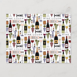 Postal Patrón de botellas, gafas y accesorios para amante