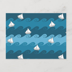 Postal Patrón de botes de papel
