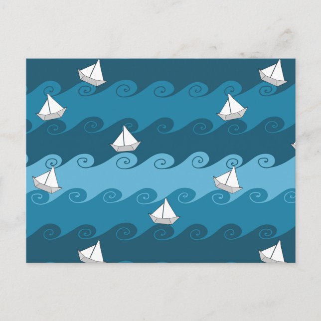 Postal Patrón de botes de papel (Anverso)