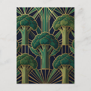 Postal Patrón de brócoli Art Deco