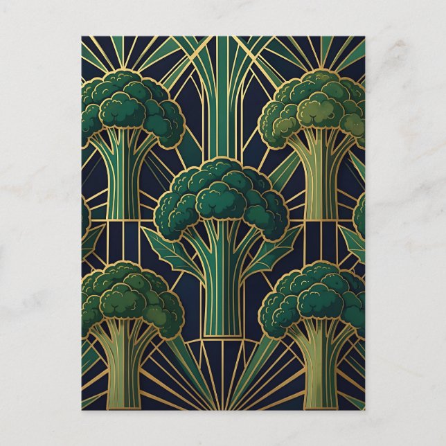 Postal Patrón de brócoli Art Deco (Anverso)