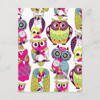 Patrón de búhos divertidos