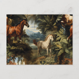 Postal Patrón de caballo tropical vintage elegante ecuest