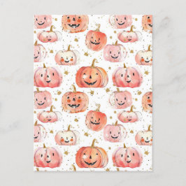 Postal patrón de caída de calabaza de acuarela