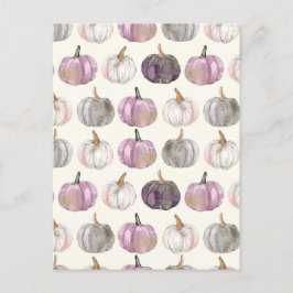 Postal patrón de caída de calabaza de acuarela