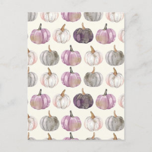 Postal patrón de caída de calabaza de acuarela