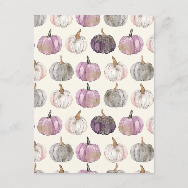 Postal patrón de caída de calabaza de acuarela (Anverso)